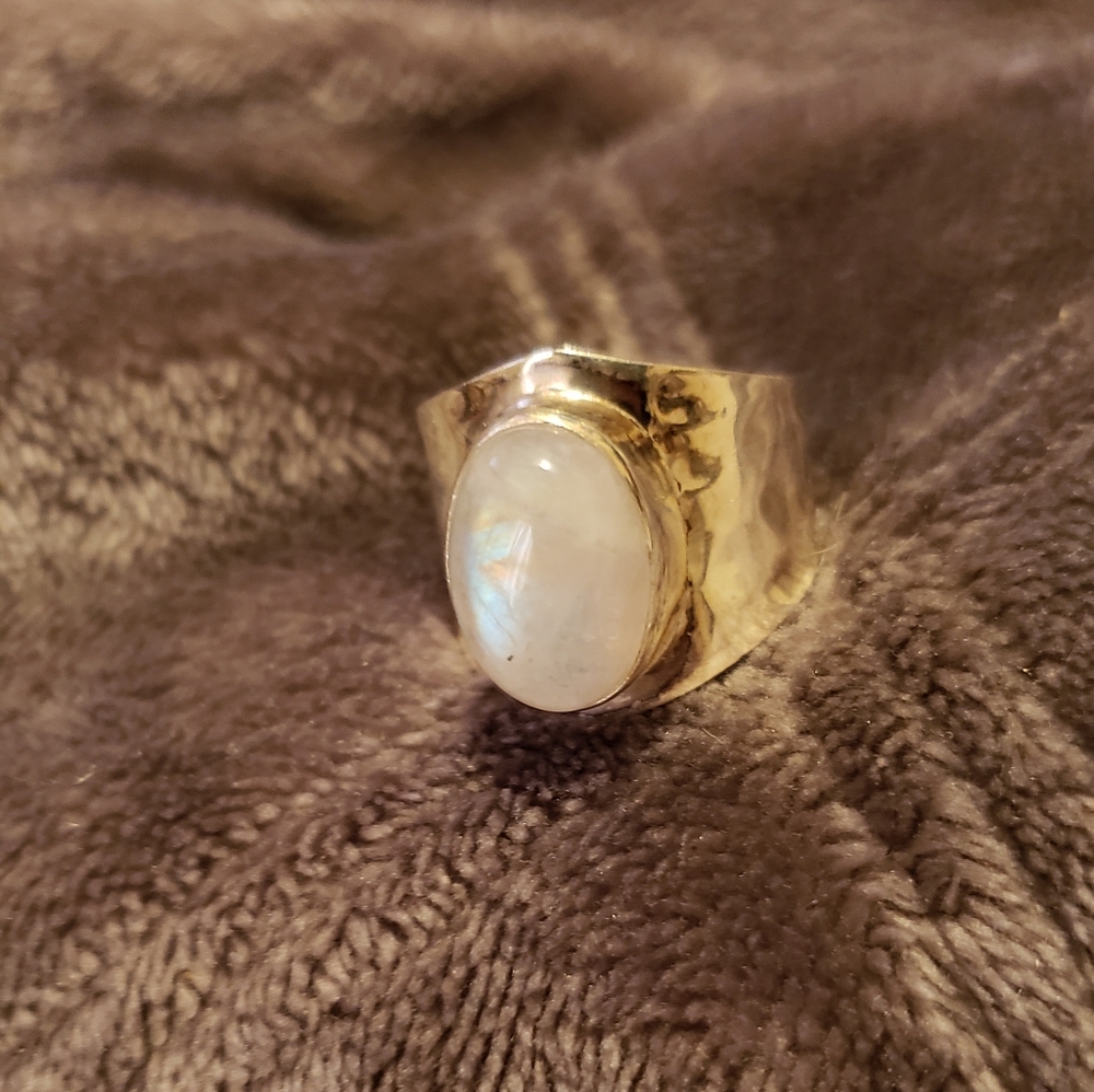 Rainbow Moonstone Ring (925 Solid Sterling Silver) - image 8